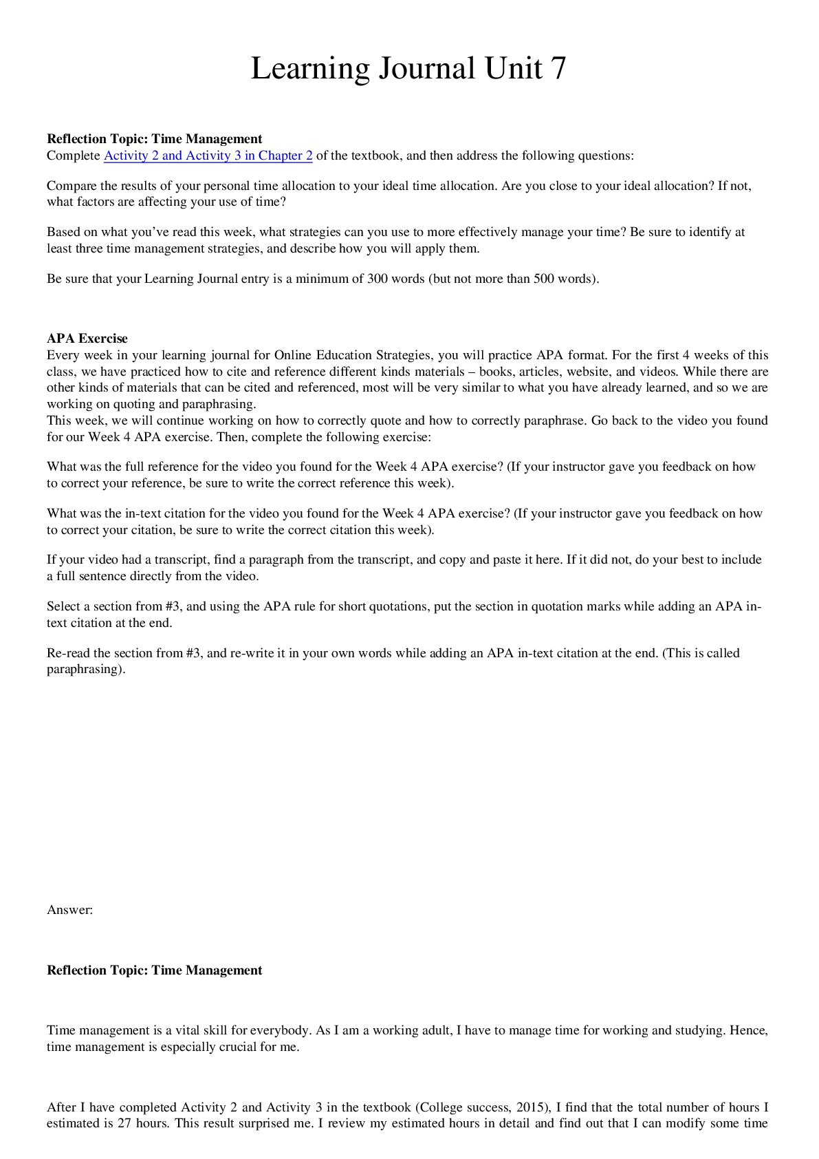 Preview image for University of the People UNIV1001 Online Education Strategies - Learning Journal Unit 7